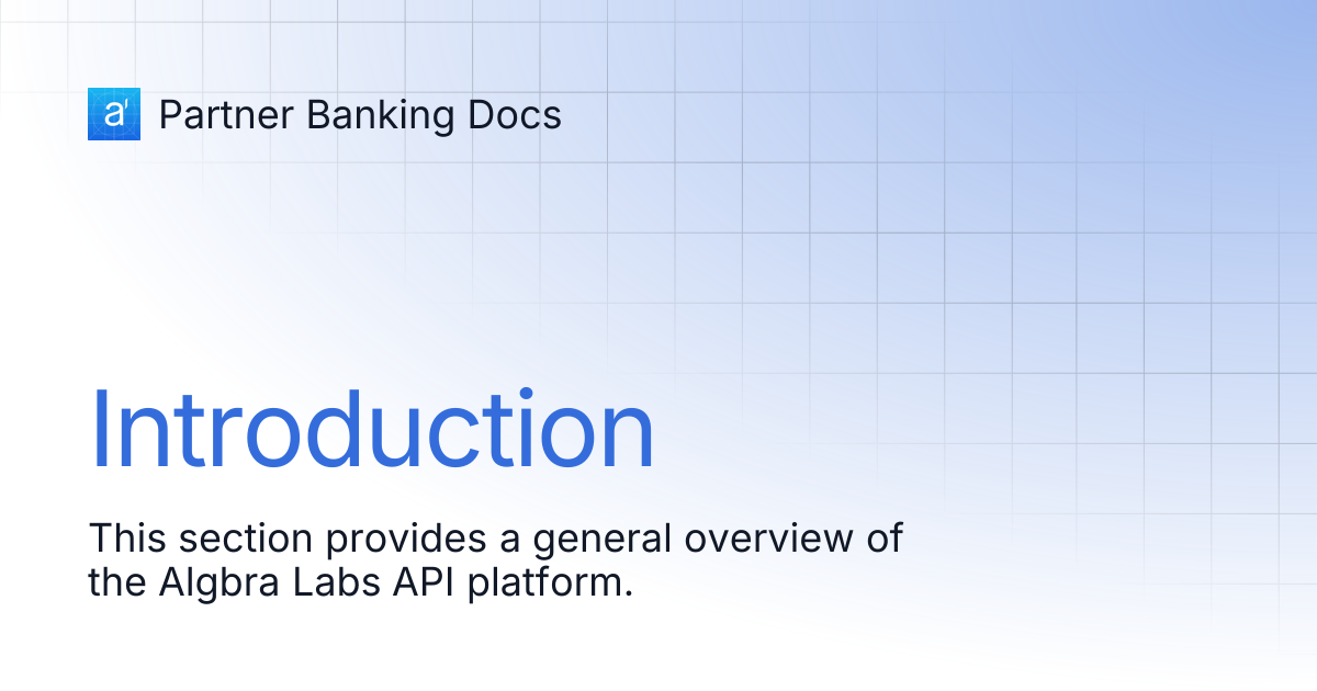 Introduction | Partner Banking Docs